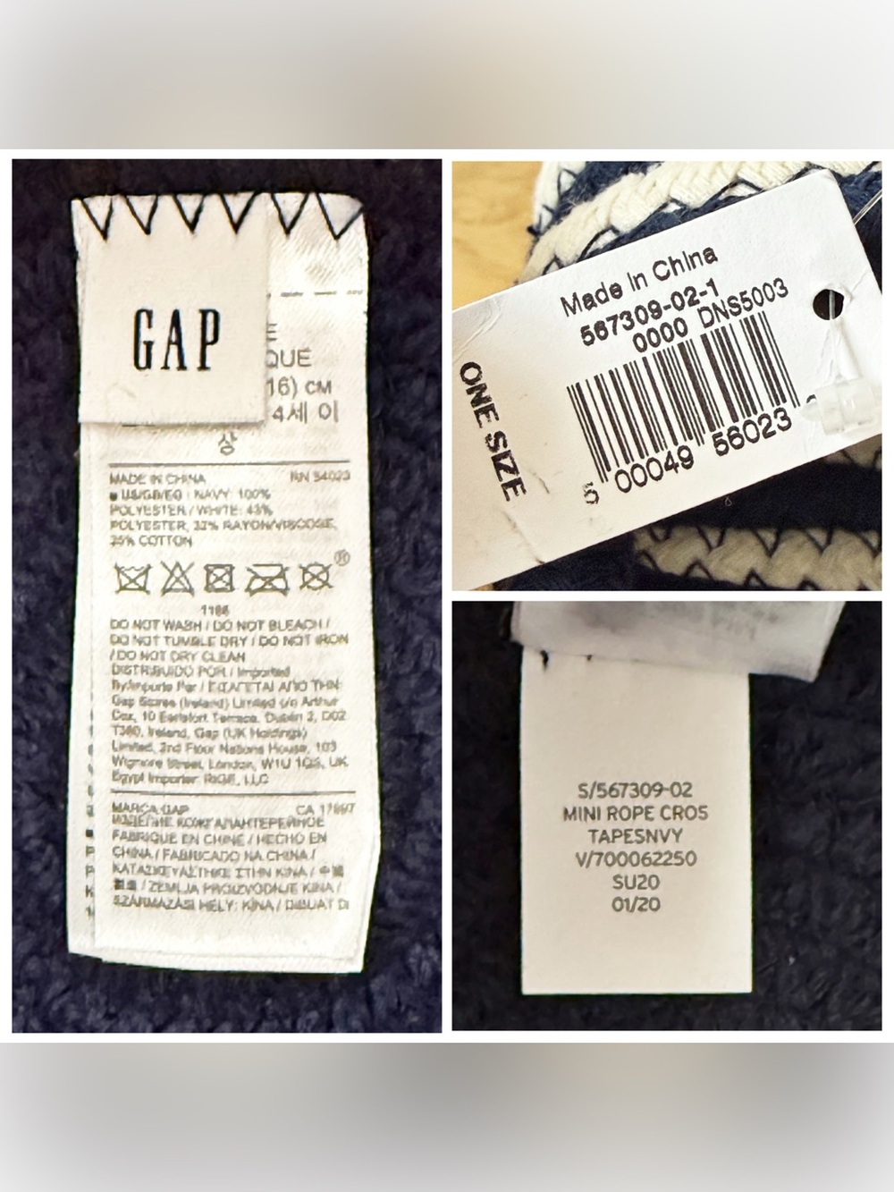 GAP Mini Nautical Stripe Rope Crossbody Bucket Bag Tote Navy and White - Picture 2 of 12